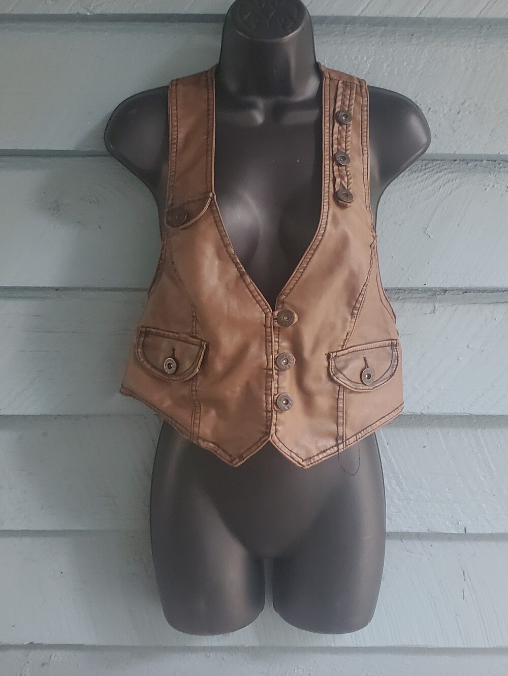 Sexy Brown Leatherette Vest